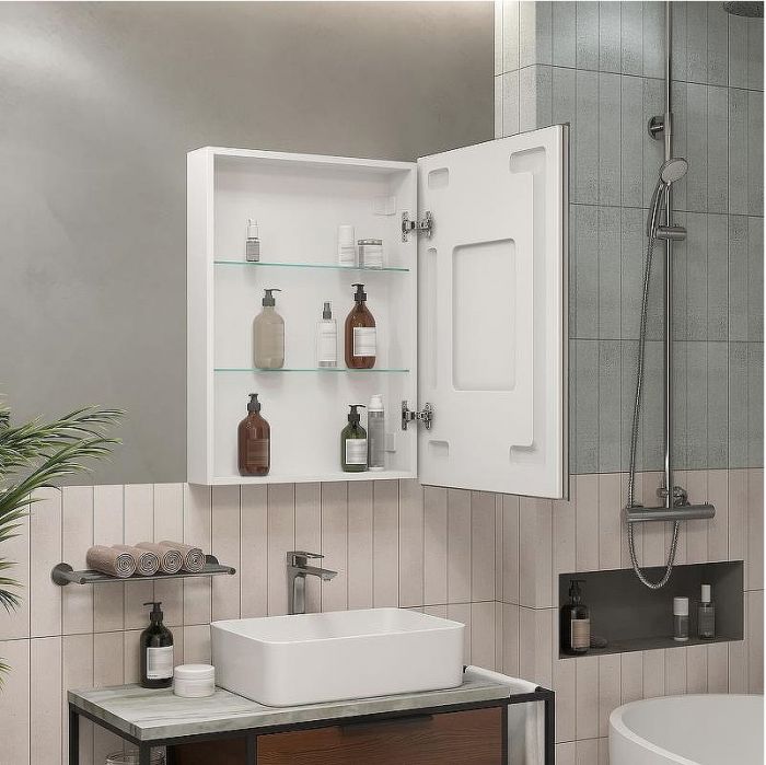 Зеркальный шкаф Reflexion Cube 500х800 RF2218CB с подсветкой Белый матовый