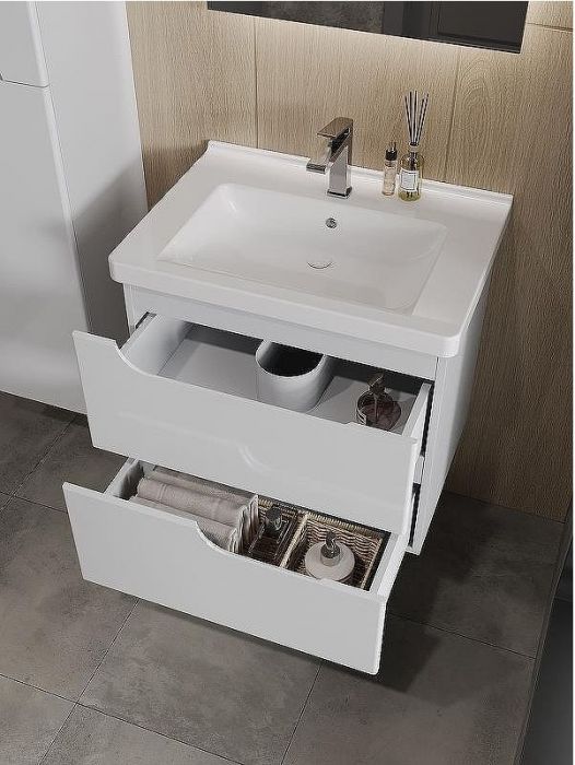 Тумба с раковиной Orange Topline-Milano 65 TP-M65-02+RA подвесная Белый глянец