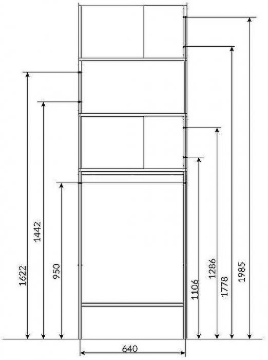 Стеллаж 1MarKa Grunge Loft 66 Ц0000005249 над стиральной машиной Дуб вотан