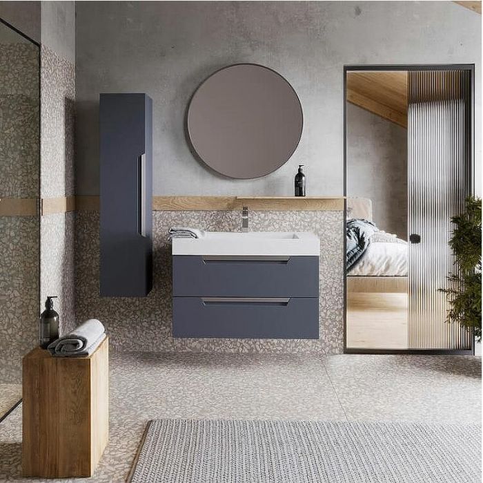 Шкаф пенал Aqwella Cube 30 CUB0503GR подвесной Серый матовый