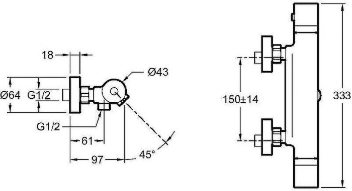 Смеситель для ванны Jacob Delafon Rivoli E24325-CP с термостатом Хром