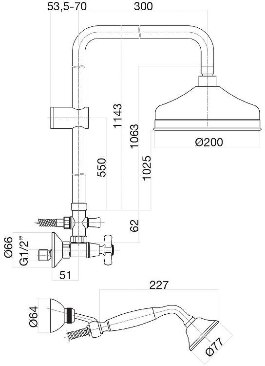 Душевая система Fiore Margot 26CO0620 цвет Хром Золото Душевая система Fiore Margot 26CO0620 цвет Хром Золото