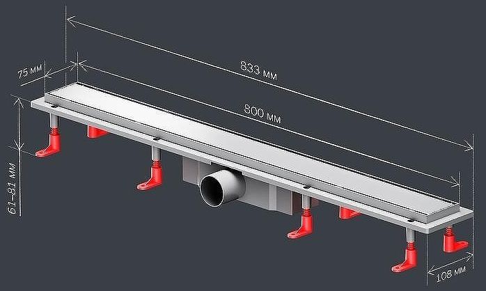 Душевой лоток AM.PM PrimeFlow 80 W02SC-U11-080-04SB с решеткой Хром матовый / под плитку Tile