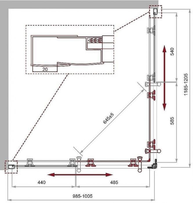 Душевой уголок BelBagno Uno 120х100 UNO-195-AH-2-120/100-C-Cr профиль Хром стекло прозрачное