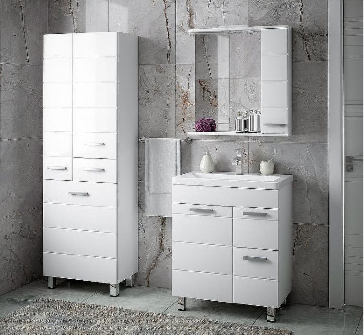 Шкаф пенал Corozo Денвер 60 Z1 SP-00000535 с бельевой корзиной Белый