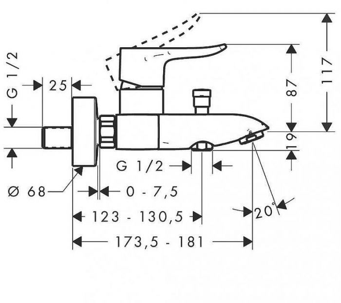 Смеситель для ванны Hansgrohe Metris 31480000 Хром