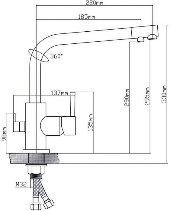 Смеситель для кухни Boou 91401 цвет Хром