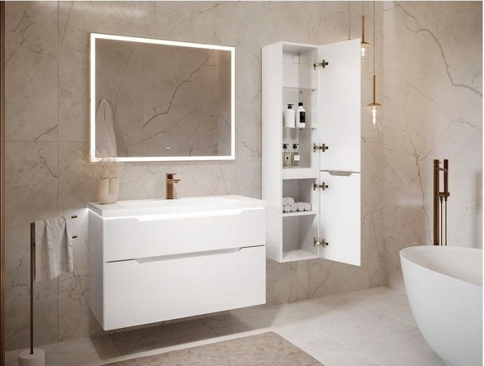 Шкаф пенал Jorno Statik 33 Sta.04.150/P/W подвесной Белый