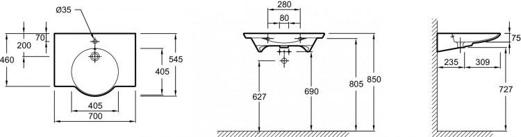 Раковина 70 см Jacob Delafon Spherik E4492-X5-00, белый