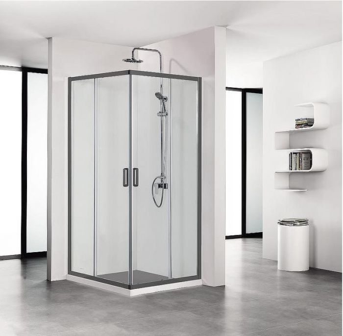 Душевой уголок Aquatek 100х100 AQ ARI KV 10020BL профиль Черный стекло прозрачное