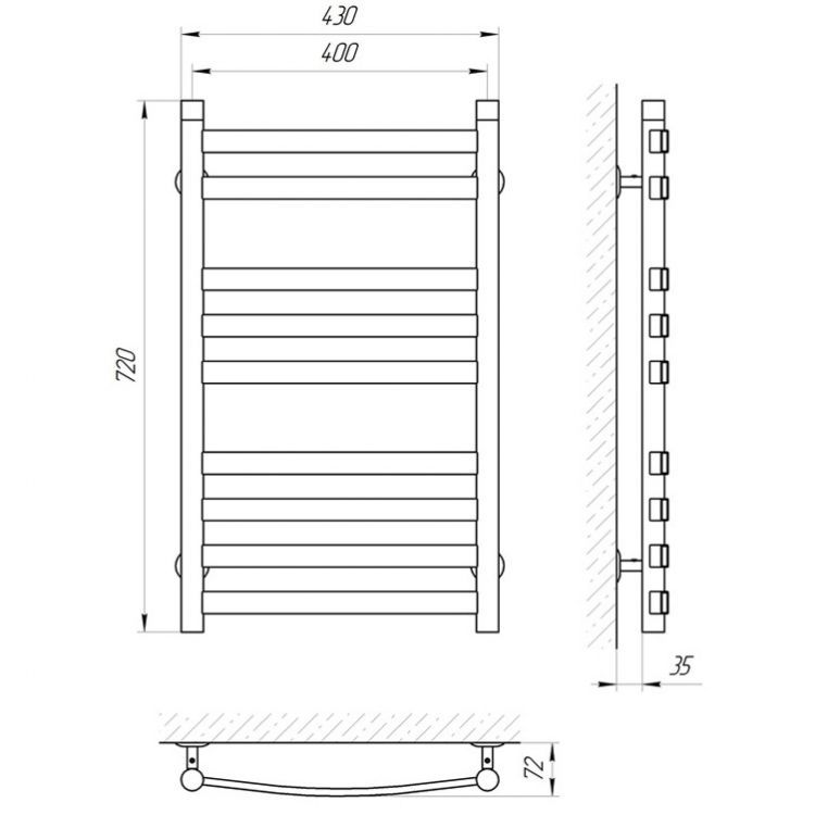 Полотенцесушитель электрический масляный Laris Кватро Классик Полотенцесушитель электрический масляный Laris Кватро Классик