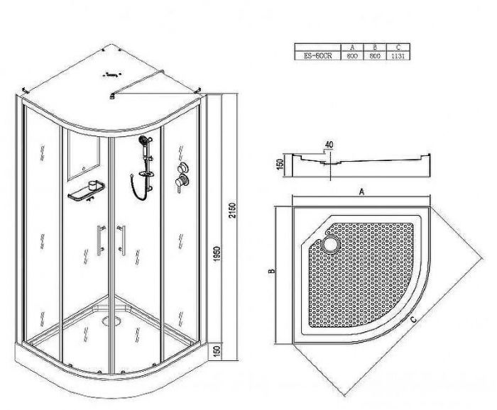 Душевая кабина Esbano ES-80CR 80x80 ESKB80CR без гидромассажа