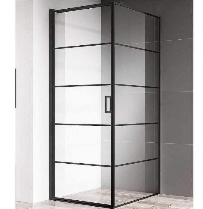 Душевой уголок AQUAme 90x90 L AQM5215-LH-9 профиль Черный матовый стекло прозрачное