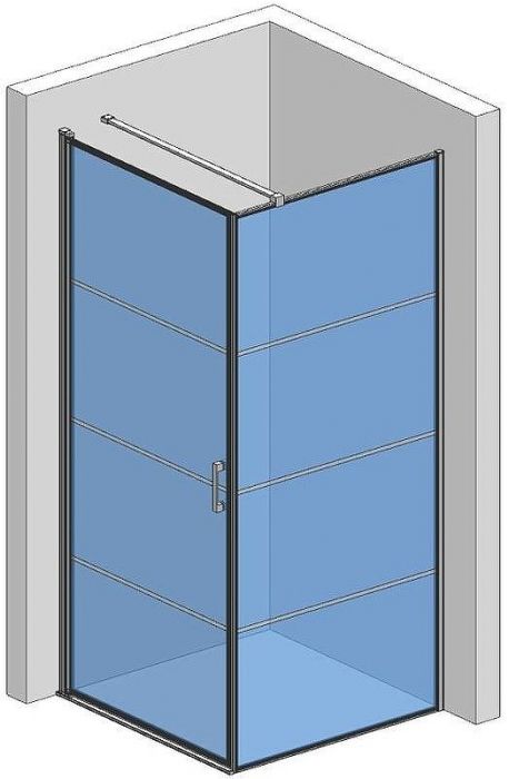 Душевой уголок AQUAme 90x90 L AQM5215-LH-9 профиль Черный матовый стекло прозрачное