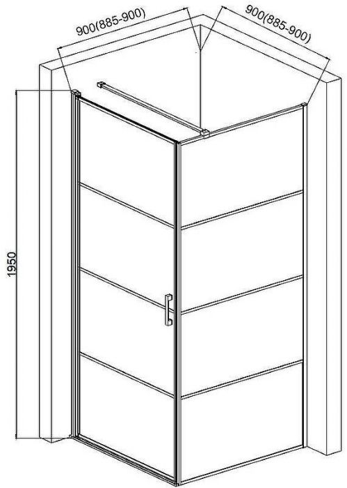 Душевой уголок AQUAme 90x90 L AQM5215-LH-9 профиль Черный матовый стекло прозрачное