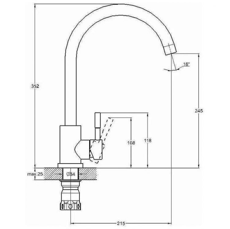 Кран для одного типа воды D-Lin D153357 цвет Хром Кран для одного типа воды D-Lin D153357 цвет Хром