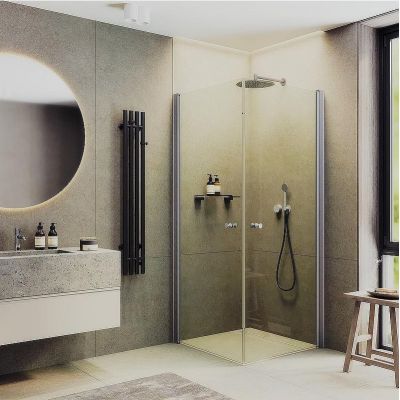 Душевой уголок Maybah Glass MGY-1292-5 900x900x1980 на монопетлях Хром матовый стекло прозрачное