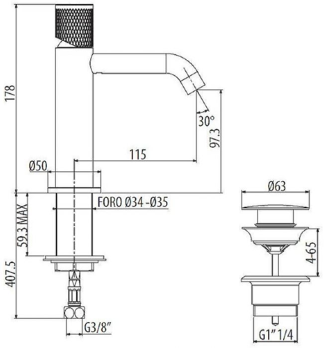 Смеситель для раковины Gattoni MD MD110/22C0 Хром