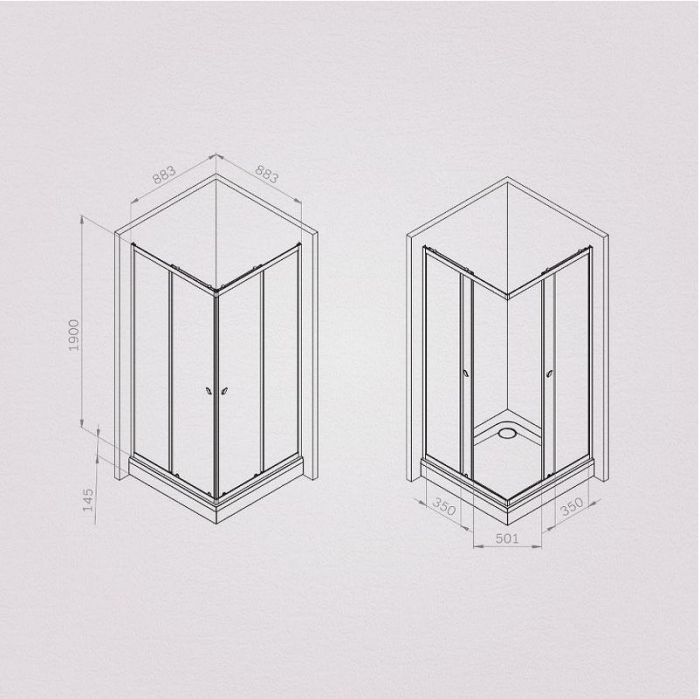 Душевой уголок AM.PM Sunny 90х90 W87G-403-9090-MT профиль Хром матовый стекло прозрачное