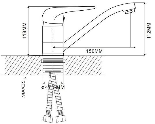 Смеситель для кухни Ekko E45102 цвет Хром