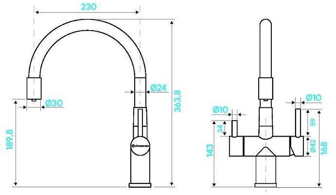 Смеситель для кухни KUCHENSTERN WURM-FE 750BL80 цвет Черный матовый