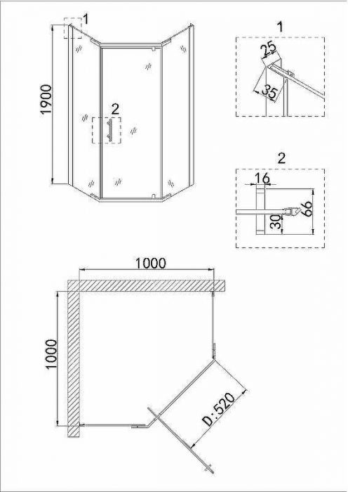 Душевой уголок Niagara Nova 100х100 NG-6634-08 профиль Хром стекло прозрачное