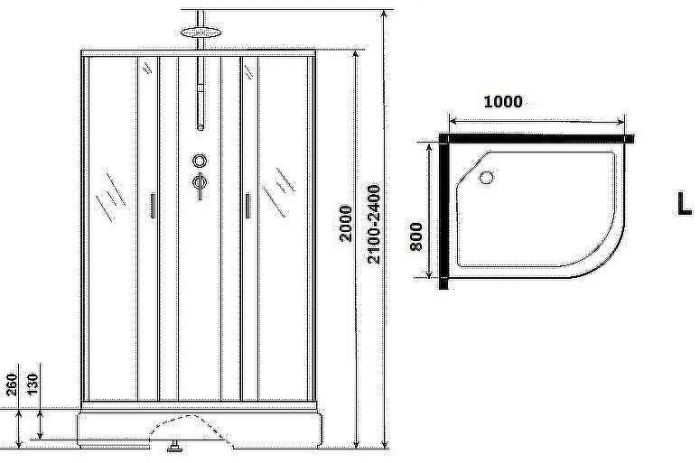 Душевая кабина Niagara Classic 100х80 L NG-33084-14LBKTG с гидромассажем