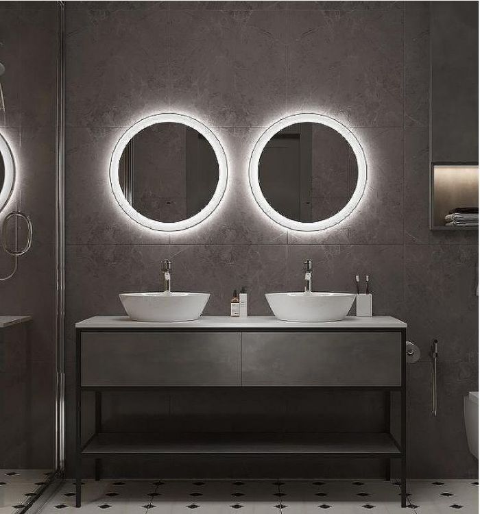 Зеркало Art&Max Napoli AM-Nap-600-DS-F-White с подсветкой с бесконтактным выключателем Белое матовое