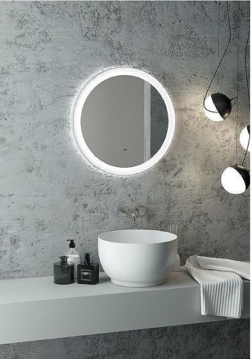 Зеркало Art&Max Napoli AM-Nap-600-DS-F-White с подсветкой с бесконтактным выключателем Белое матовое