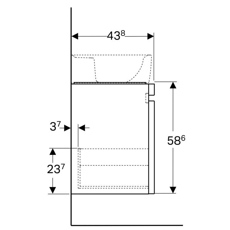 Тумба под раковину Geberit Renova Nr. 1 Plan , 78x44, белый глянец [869850000]