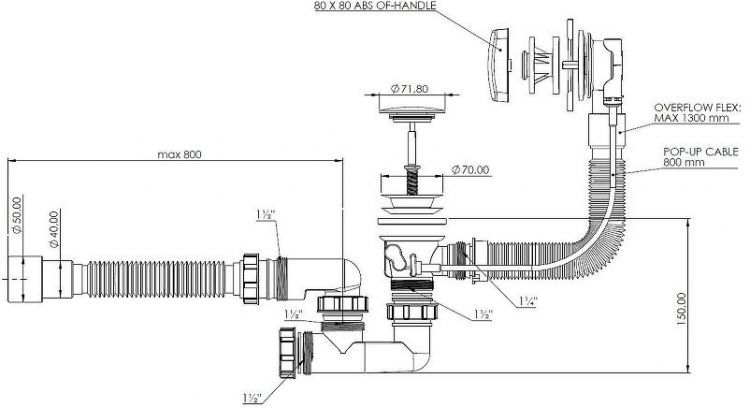Слив-перелив Aquanet 339430 полуавтомат цвет Хром