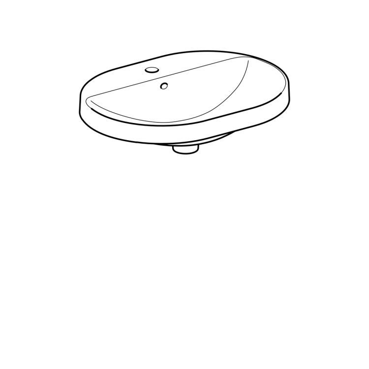 Раковина Geberit VariForm эллиптической формы, 60х45 см, с отв. под смеситель, с отв. перелива [500.732.01.2]