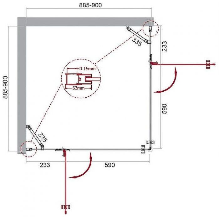 Душевой уголок BelBagno Kraft 90х90 KRAFT-A-22-90-C-Cr профиль Хром стекло прозрачное