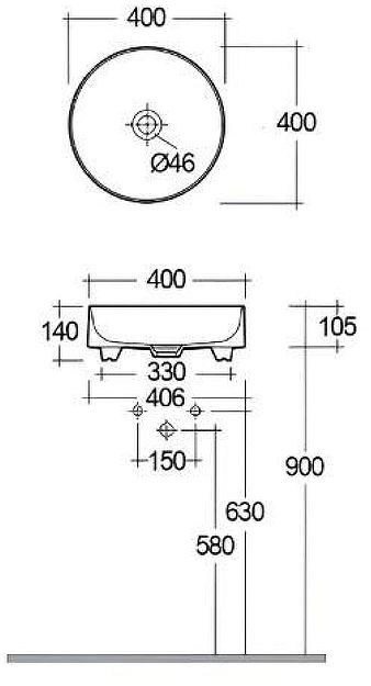 Раковина-чаша Kludi Resa R 40 58CW10O2 цвет Серо-бежевый матовый