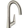 Hansgrohe Talis M51 Смеситель для кухни, на 1 отв однорычажный, поворотный излив 174мм, 1jet, h215мм, цвет: нержавейка