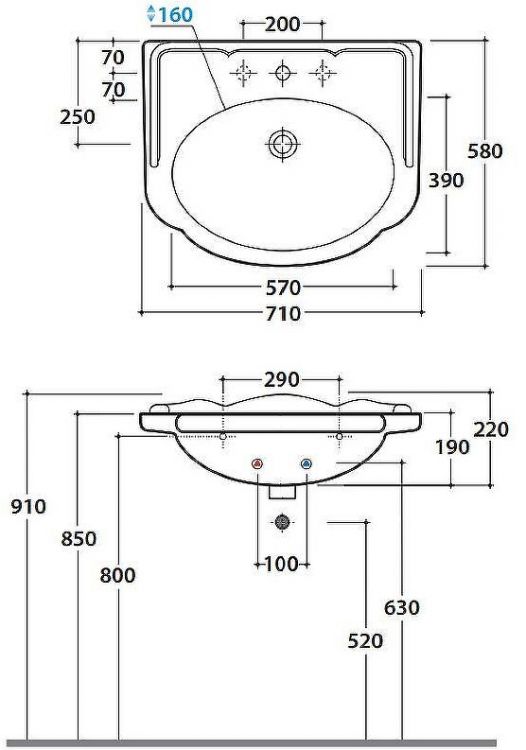 Раковина Globo Paestum 71 PA006.BI*1 Белая