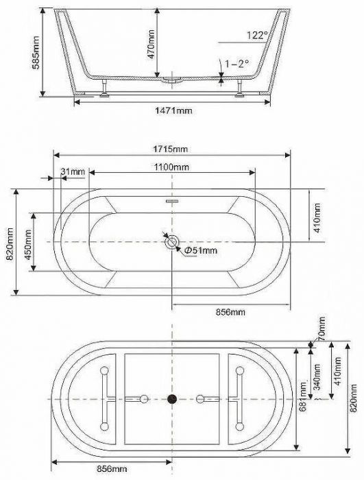 Акриловая ванна Swedbe Vita 172x82 8800 без гидромассажа