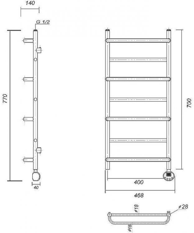 Электрический полотенцесушитель Domoterm Орфей П7 400x700 АБР ER Античная бронза