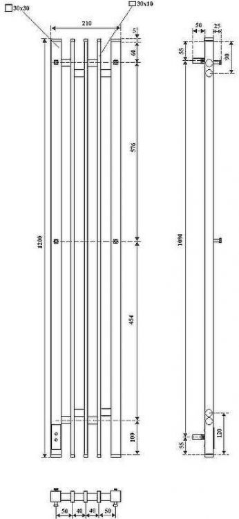 Электрический полотенцесушитель Point Фрея PN20732GB П2 180x1200 диммер слева Графит блеск