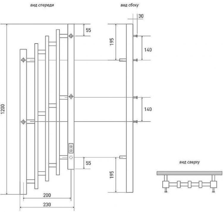 Электрический полотенцесушитель Melodia della vita Desire Cascade Ferrum 120х23 П5 MTRDCF12023gt Графит