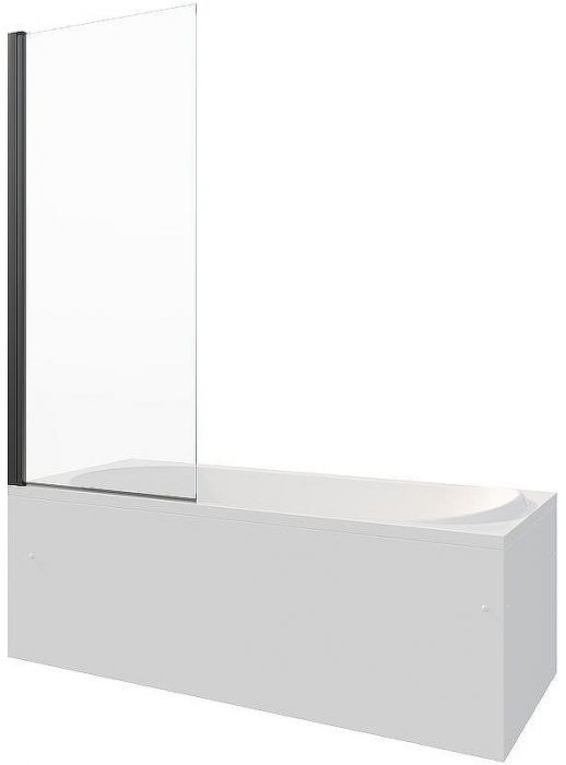 Шторка на ванну Berges River S Black 90х145 065013 профиль Черный матовый стекло прозрачное