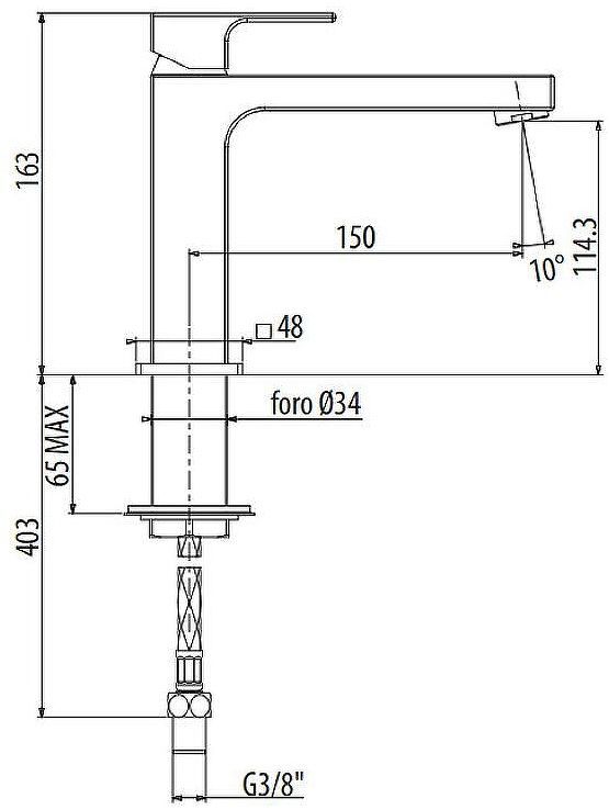 Смеситель для раковины Gattoni Kubik 2581/25N0 Черный матовый Смеситель для раковины Gattoni Kubik 2581/25N0 Черный матовый