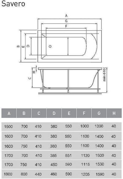 Акриловая ванна Vayer Savero 160x75 Гл000011565 без гидромассажа