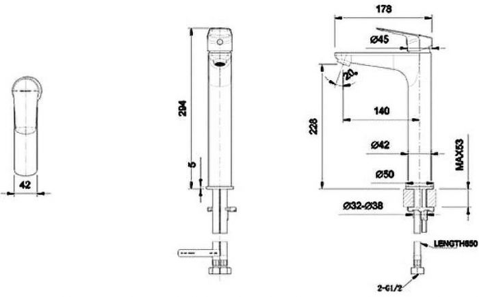 Смеситель для раковины Bravat Rhein F1429564CP-A-ENG Хром