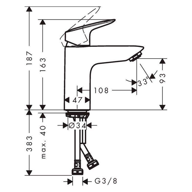 Смеситель для раковины 100, Hansgrohe Logis 71102000, CoolStart Смеситель для раковины 100, Hansgrohe Logis 71102000, CoolStart