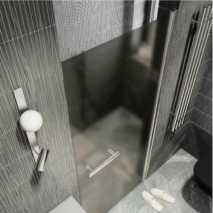 Душевая дверь Maybah Glass MGD-455-5 800x1980 на монопетле Хром матовый стекло бронзовое матовое