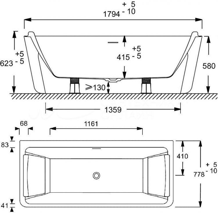 Отдельностоящая акриловая ванна JACOB DELAFON REVE 180х78, E6D440-0