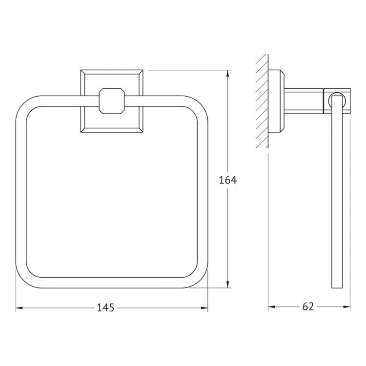 Держатель полотенца прямоугольный 9913 Держатель полотенца прямоугольный 9913