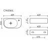 Умывальник CERAMICANOVA Element подвесной прямоугольный (чаша слева, отверстие под смеситель справа) CN6066L