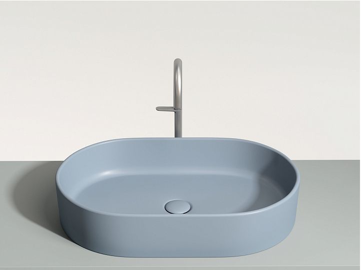 Умывальник CERAMICANOVA Element чаша накладная овальная (цвет Серо-Голубой Матовый) CN6048MHL